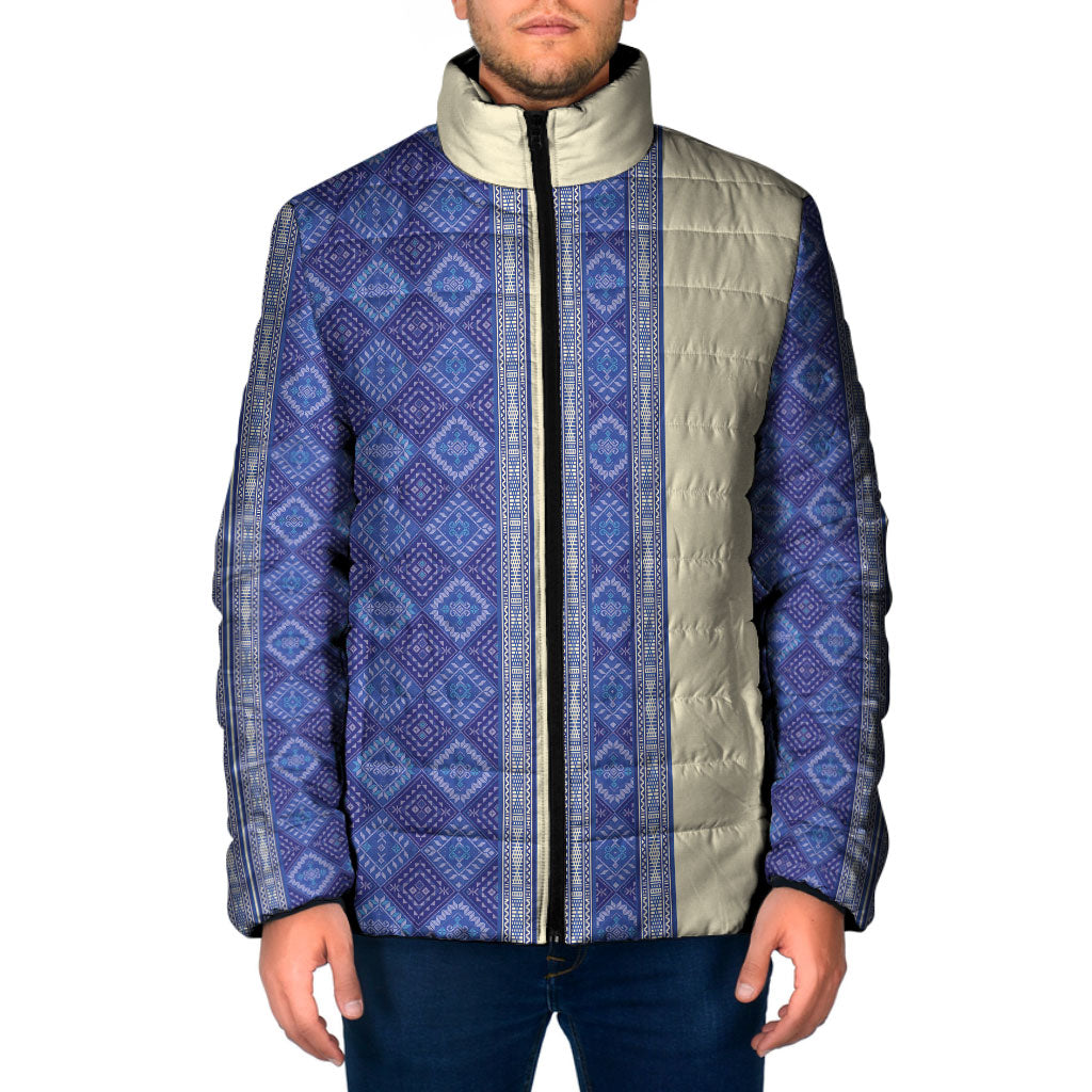 Mabuhay Philippines Festival Padded Jacket Yakan Modern Filipiniana Inspired LT14 Men Blue - Polynesian Pride