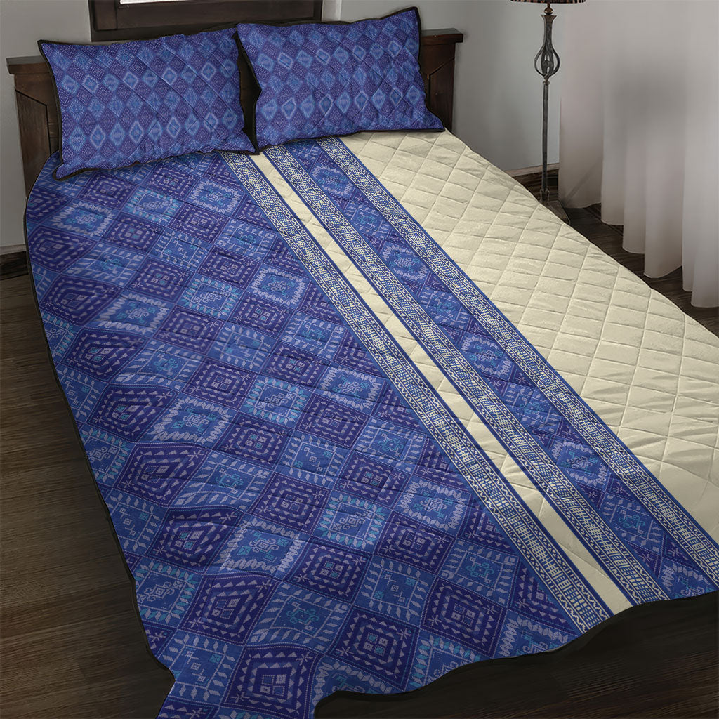 Mabuhay Philippines Festival Quilt Bed Set Yakan Modern Filipiniana Inspired LT14 Blue - Polynesian Pride