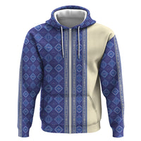 Mabuhay Philippines Festival Zip Hoodie Yakan Modern Filipiniana Inspired LT14 Zip Hoodie Blue - Polynesian Pride