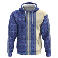 Mabuhay Philippines Festival Zip Hoodie Yakan Modern Filipiniana Inspired LT14 Pullover Hoodie Blue - Polynesian Pride