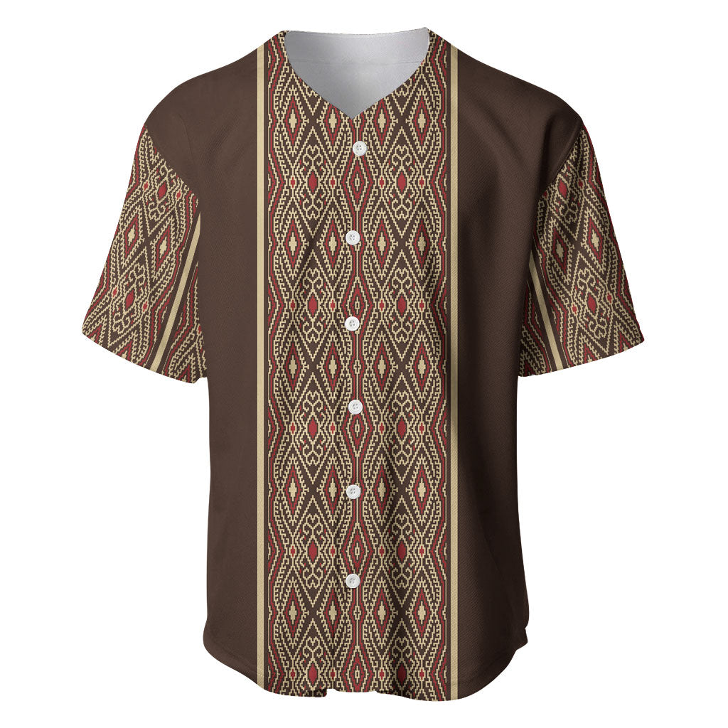 Mabuhay Philippines Festival Baseball Jersey Tnalak Modern Filipiniana Inspired LT14 Brown - Polynesian Pride