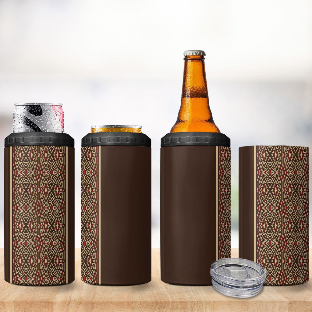 Mabuhay Philippines Festival 4 in 1 Can Cooler Tumbler Tnalak Modern Filipiniana Inspired LT14 - Polynesian Pride