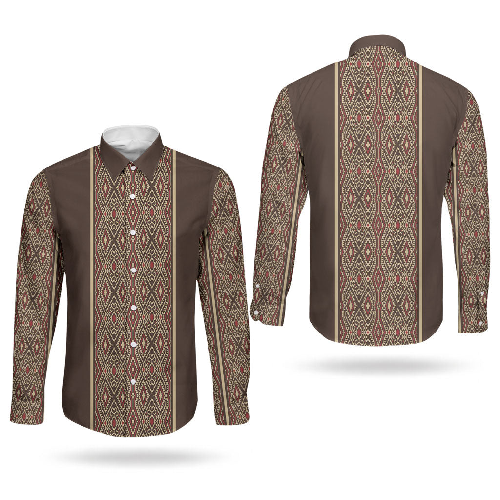 Mabuhay Philippines Festival Couples Matching Long Sleeve Bodycon Dress and Long Sleeve Button Shirt Tnalak Modern Filipiniana Inspired LT14 - Polynesian Pride