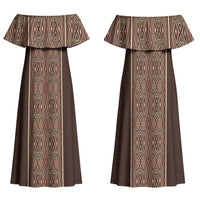 Mabuhay Philippines Festival Couples Matching Off Shoulder Maxi Dress and Long Sleeve Button Shirt Tnalak Modern Filipiniana Inspired LT14 - Polynesian Pride