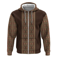 Mabuhay Philippines Festival Hoodie Tnalak Modern Filipiniana Inspired LT14 Zip Hoodie Brown - Polynesian Pride