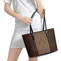 Mabuhay Philippines Festival Leather Tote Bag Tnalak Modern Filipiniana Inspired LT14 - Polynesian Pride
