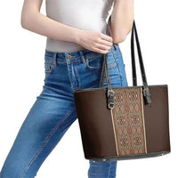 Mabuhay Philippines Festival Leather Tote Bag Tnalak Modern Filipiniana Inspired LT14 - Polynesian Pride