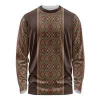 Mabuhay Philippines Festival Long Sleeve Shirt Tnalak Modern Filipiniana Inspired LT14 Unisex Brown - Polynesian Pride