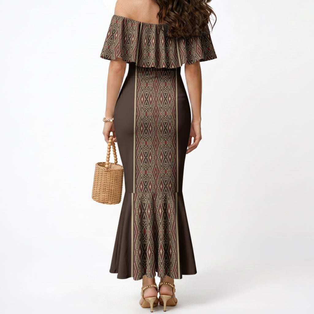 Mabuhay Philippines Festival Mermaid Dress Tnalak Modern Filipiniana Inspired LT14 - Polynesian Pride