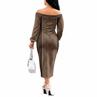 Mabuhay Philippines Festival Off The Shoulder Long Sleeve Dress Tnalak Modern Filipiniana Inspired LT14 - Polynesian Pride