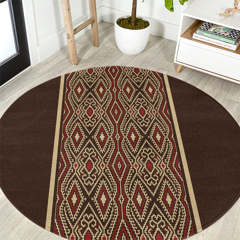 Mabuhay Philippines Festival Round Carpet Tnalak Modern Filipiniana Inspired LT14 Brown - Polynesian Pride