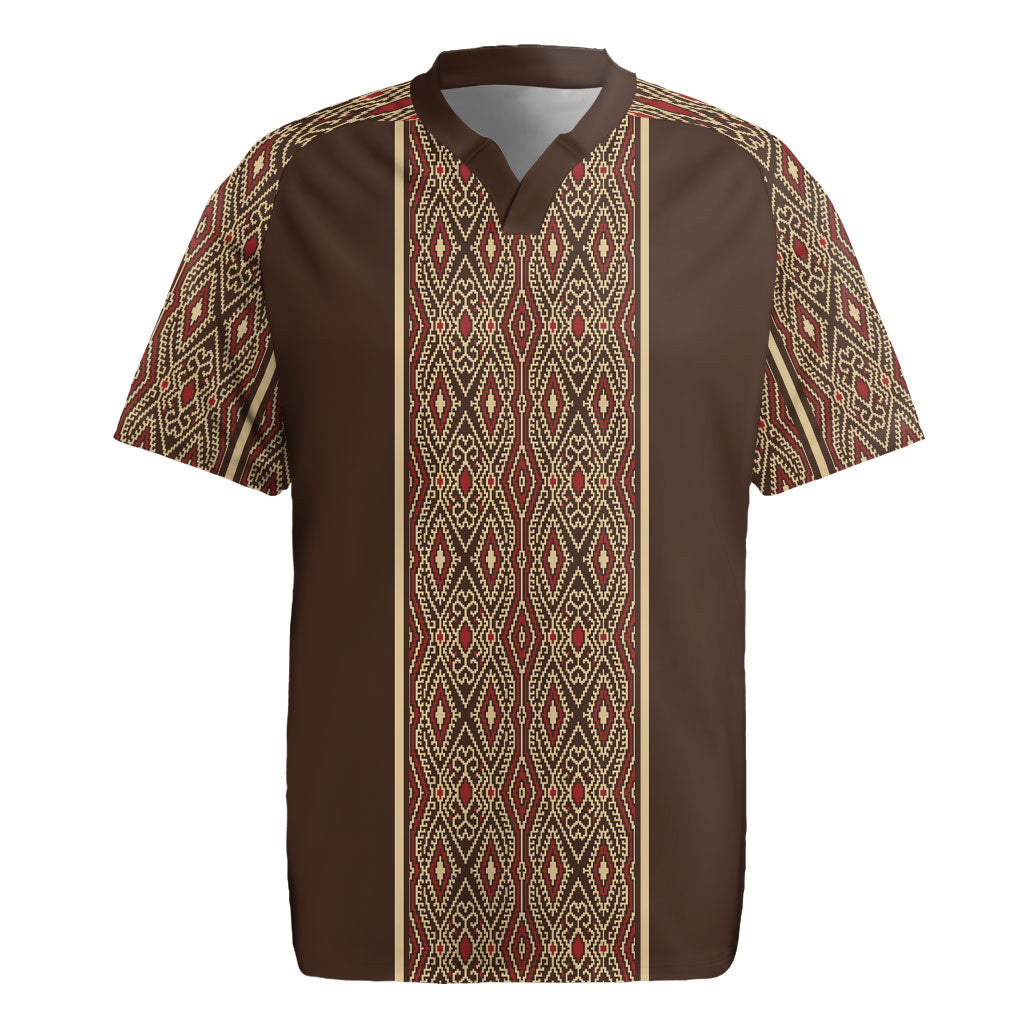 Mabuhay Philippines Festival Rugby Jersey Tnalak Modern Filipiniana Inspired LT14 Brown - Polynesian Pride