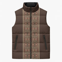 Mabuhay Philippines Festival Sleeveless Puffer Jacket Tnalak Modern Filipiniana Inspired LT14 Unisex Brown - Polynesian Pride