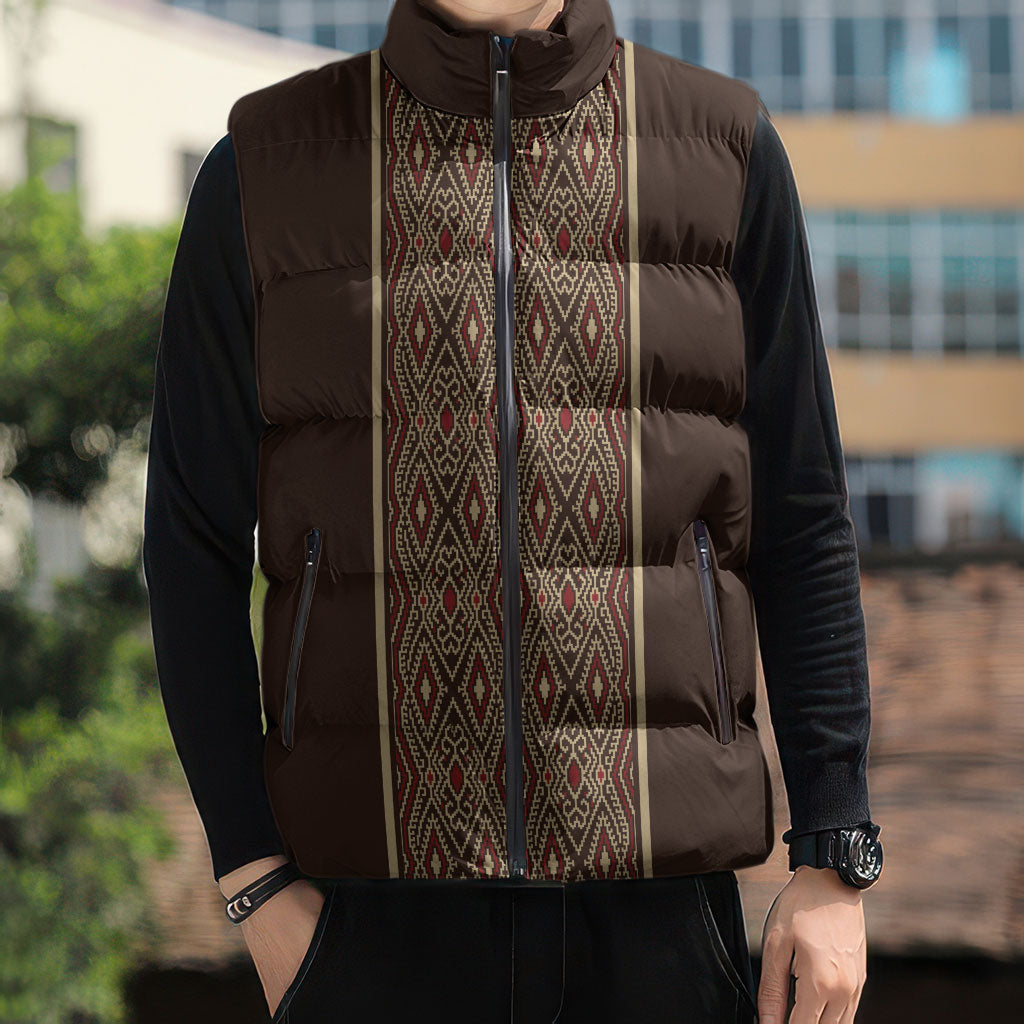 Mabuhay Philippines Festival Sleeveless Puffer Jacket Tnalak Modern Filipiniana Inspired LT14 - Polynesian Pride