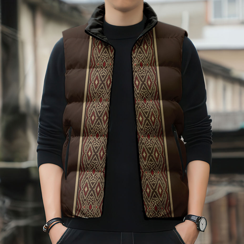 Mabuhay Philippines Festival Sleeveless Puffer Jacket Tnalak Modern Filipiniana Inspired LT14 - Polynesian Pride