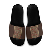 Mabuhay Philippines Festival Slide Sandals Tnalak Modern Filipiniana Inspired LT14 Brown - Polynesian Pride