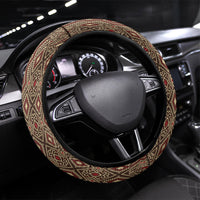 Mabuhay Philippines Festival Steering Wheel Cover Tnalak Modern Filipiniana Inspired LT14 Universal Fit Brown - Polynesian Pride