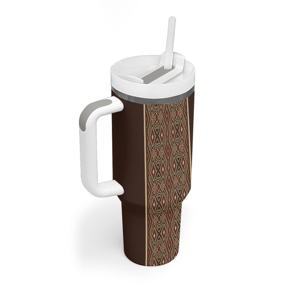 Mabuhay Philippines Festival Tumbler With Handle Tnalak Modern Filipiniana Inspired LT14 - Polynesian Pride