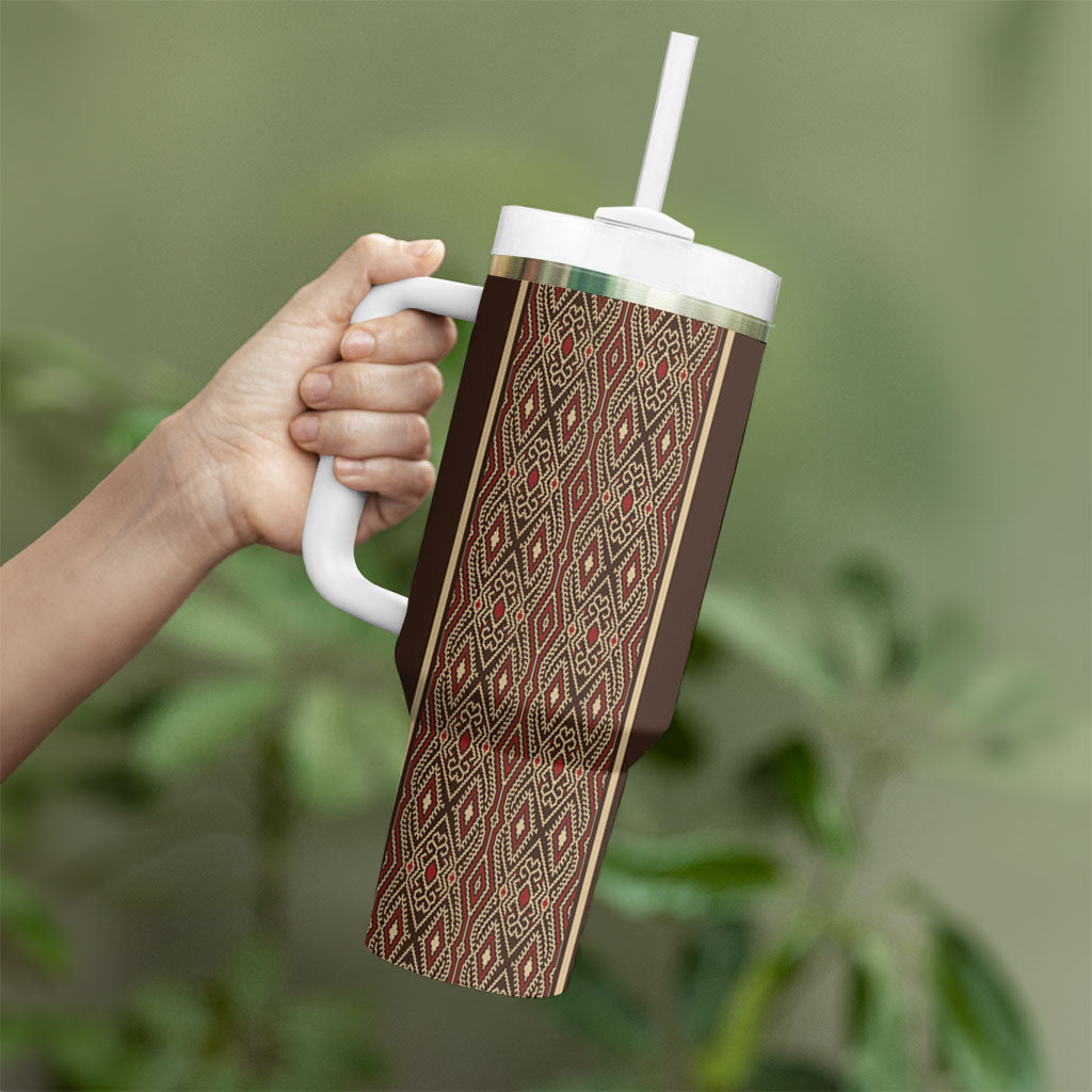 Mabuhay Philippines Festival Tumbler With Handle Tnalak Modern Filipiniana Inspired LT14 - Polynesian Pride