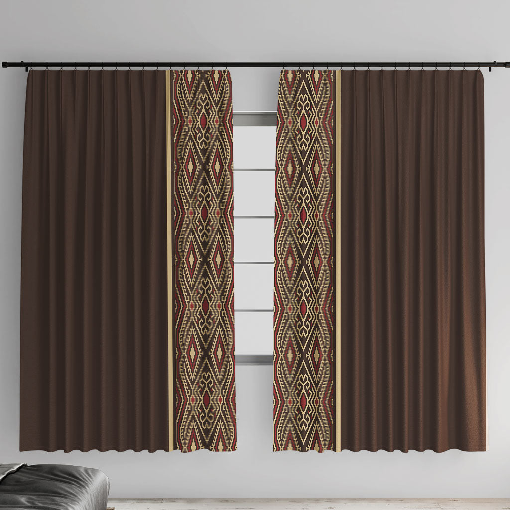 Mabuhay Philippines Festival Window Curtain Tnalak Modern Filipiniana Inspired LT14 With Hooks Brown - Polynesian Pride