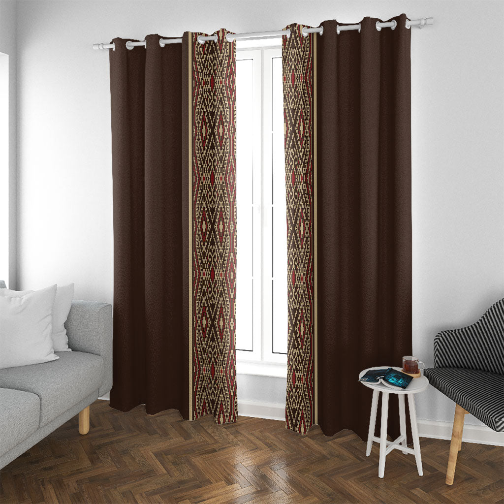 Mabuhay Philippines Festival Window Curtain Tnalak Modern Filipiniana Inspired LT14 With Grommets Brown - Polynesian Pride