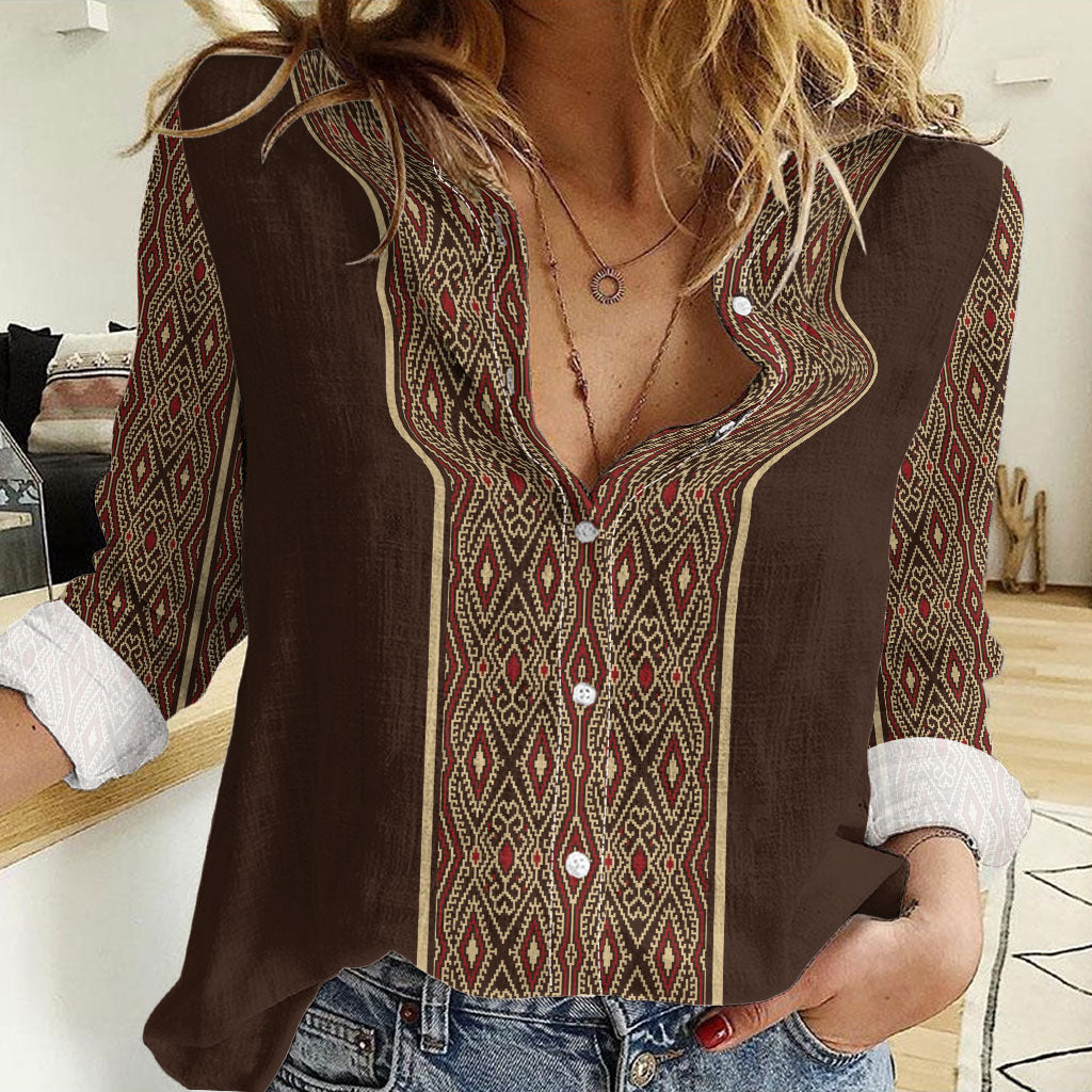 Mabuhay Philippines Festival Women Casual Shirt Tnalak Modern Filipiniana Inspired