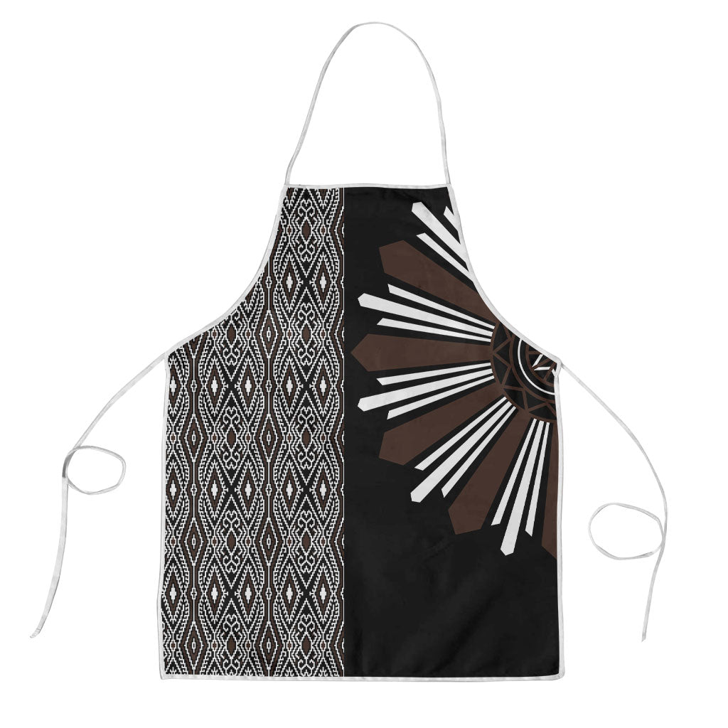 Mabuhay Philippines Festival Apron Araw Tnalak Modern Filipiniana Inspired LT14 Black - Polynesian Pride