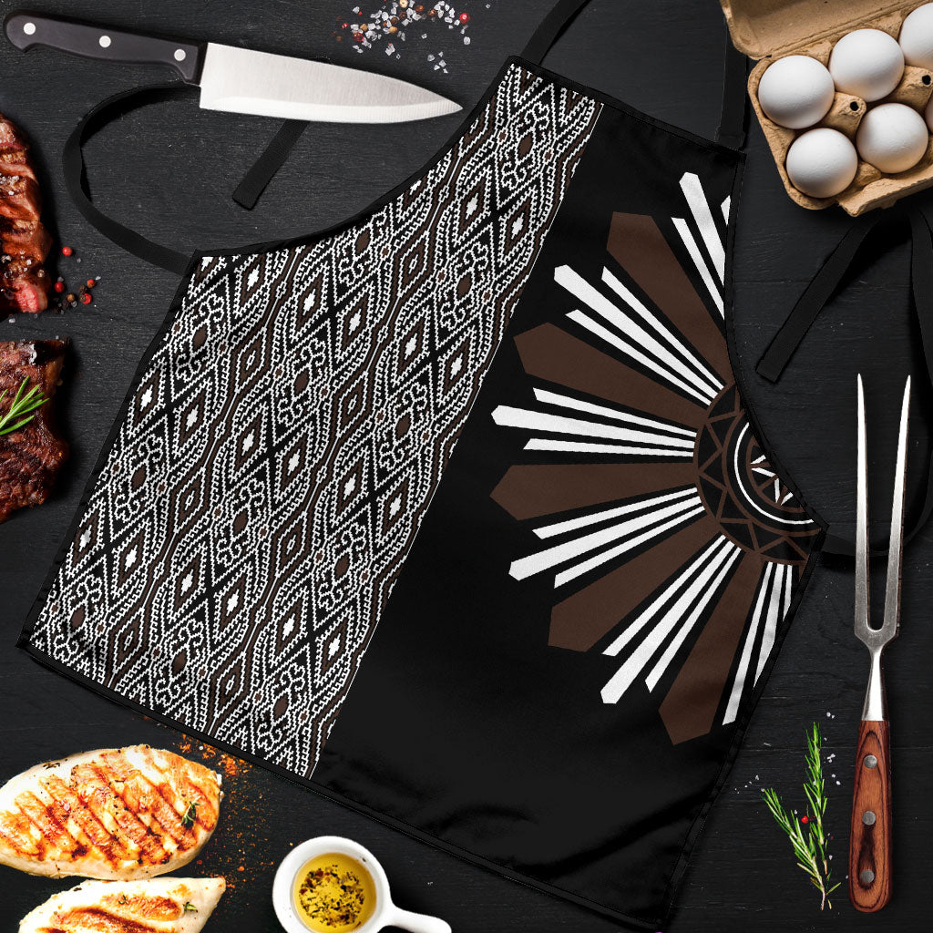 Mabuhay Philippines Festival Apron Araw Tnalak Modern Filipiniana Inspired LT14 Black - Polynesian Pride
