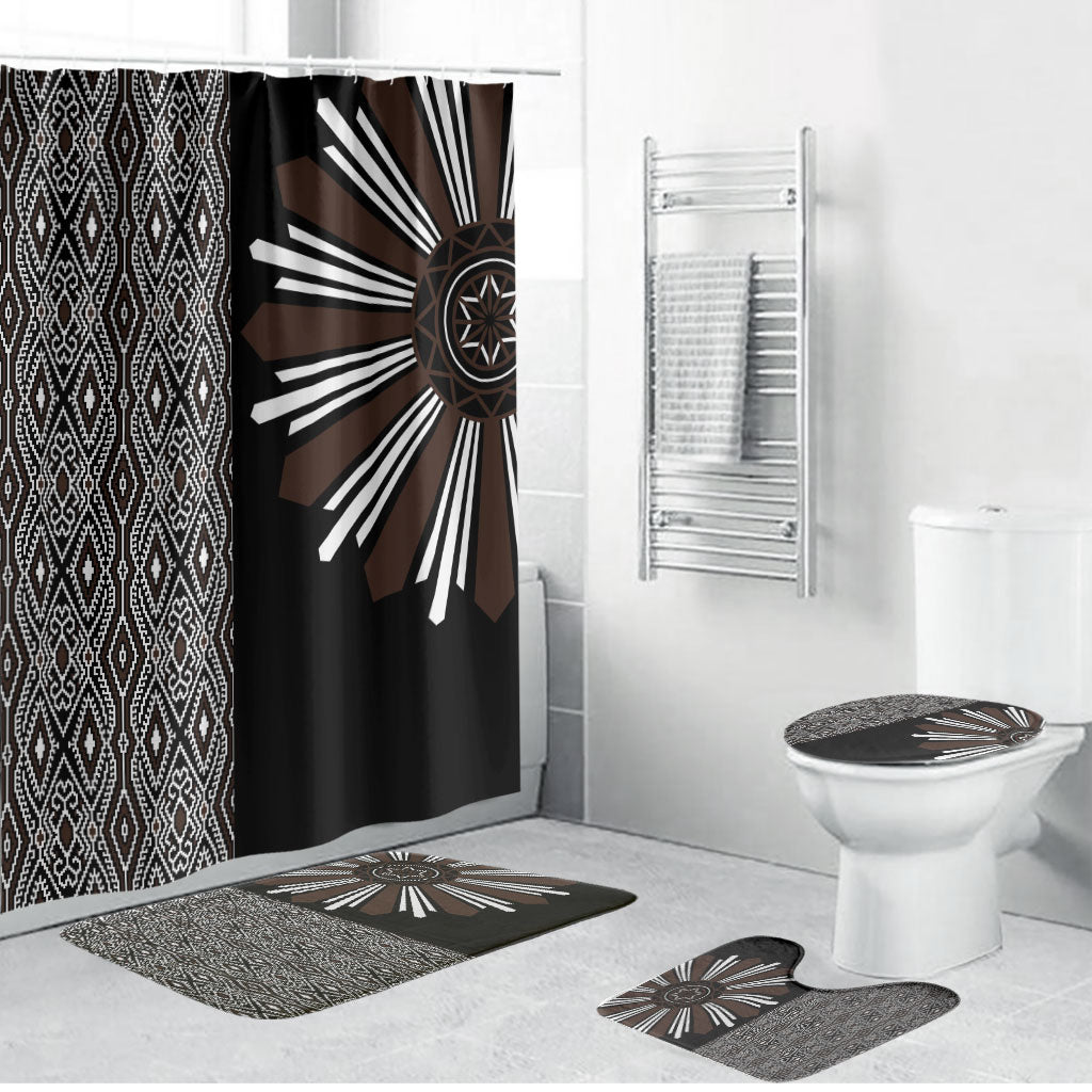 Mabuhay Philippines Festival Bathroom Set Araw Tnalak Modern Filipiniana Inspired LT14 Bathroom Set (4 pcs) Black - Polynesian Pride