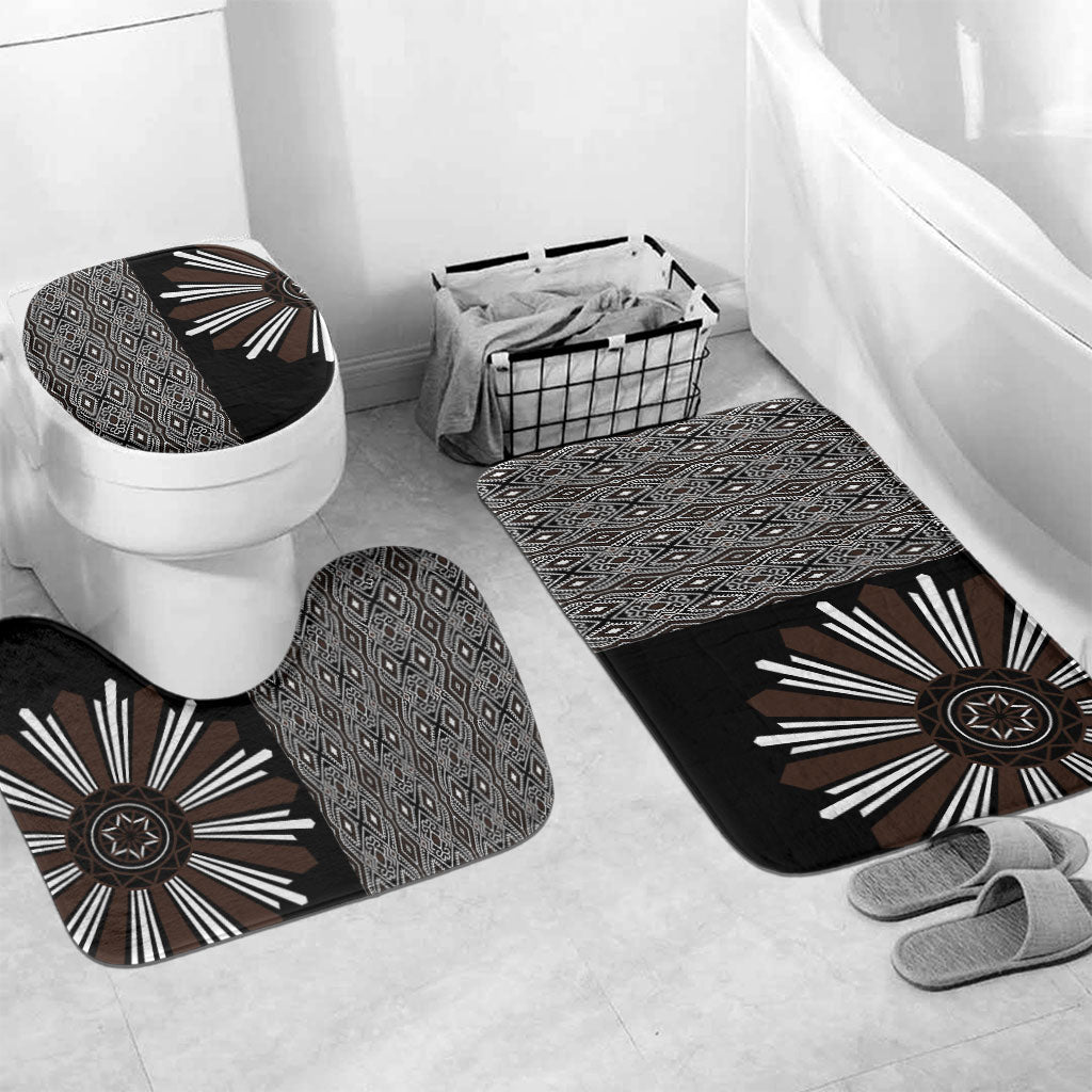 Mabuhay Philippines Festival Bathroom Set Araw Tnalak Modern Filipiniana Inspired LT14 Mat Set Only (3 pcs) One Size Black - Polynesian Pride