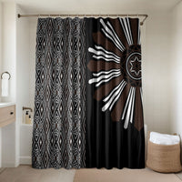 Mabuhay Philippines Festival Bathroom Set Araw Tnalak Modern Filipiniana Inspired LT14 Shower Curtain Only Black - Polynesian Pride