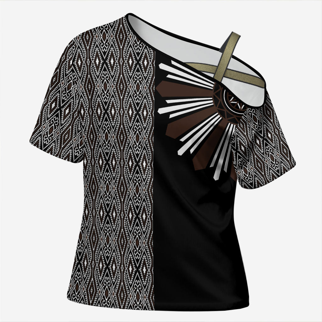 Mabuhay Philippines Festival Cross Shoulder Shirt Araw Tnalak Modern Filipiniana Inspired