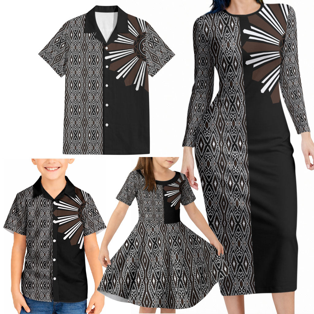 Mabuhay Philippines Festival Family Matching Long Sleeve Bodycon Dress and Hawaiian Shirt Araw Tnalak Modern Filipiniana Inspired LT14 - Polynesian Pride
