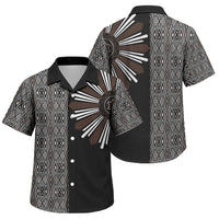Mabuhay Philippines Festival Family Matching Off Shoulder Maxi Dress and Hawaiian Shirt Araw Tnalak Modern Filipiniana Inspired LT14 Son's Shirt Black - Polynesian Pride