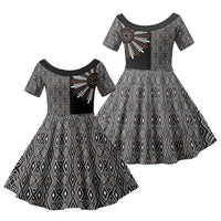 Mabuhay Philippines Festival Family Matching Short Sleeve Bodycon Dress and Hawaiian Shirt Araw Tnalak Modern Filipiniana Inspired LT14 Daughter's Dress Black - Polynesian Pride