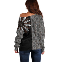 Mabuhay Philippines Festival Off Shoulder Sweater Araw Tnalak Modern Filipiniana Inspired LT14 - Polynesian Pride