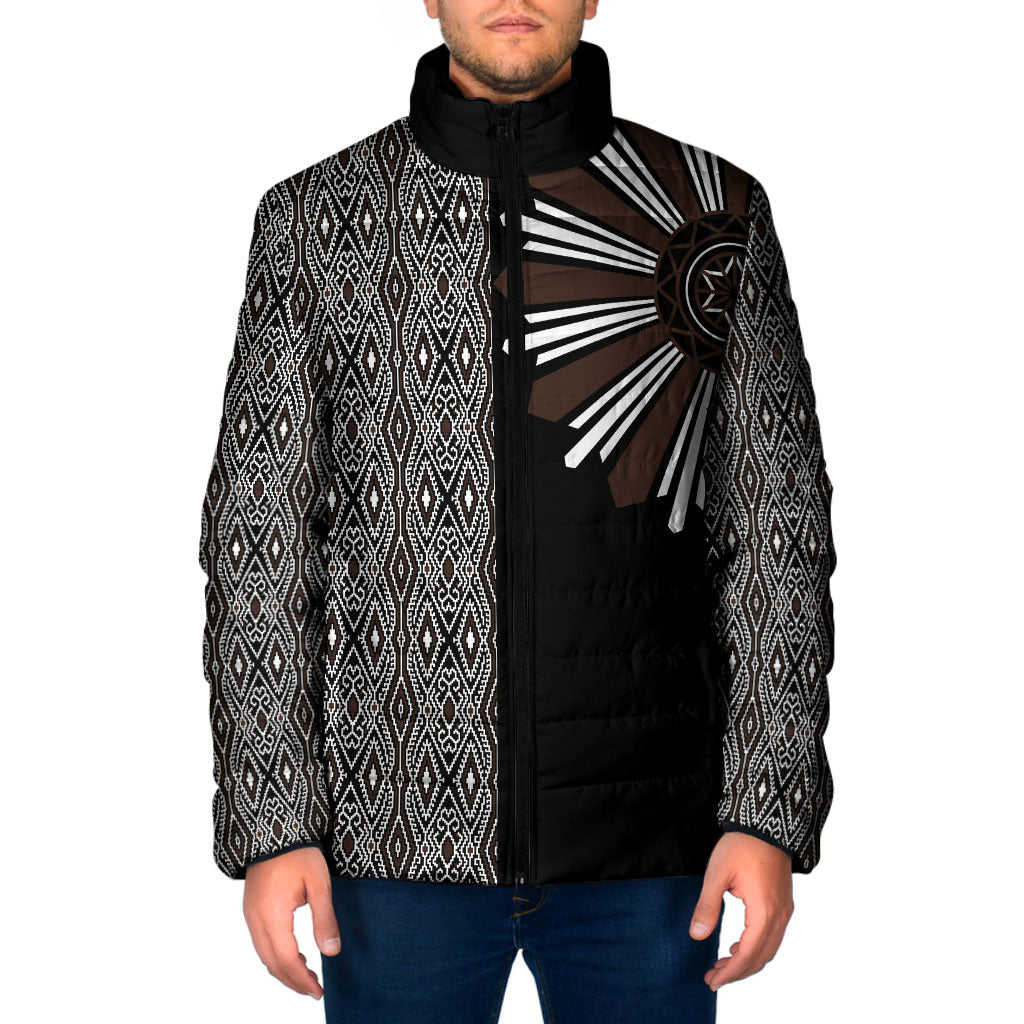 Mabuhay Philippines Festival Padded Jacket Araw Tnalak Modern Filipiniana Inspired LT14 Men Black - Polynesian Pride