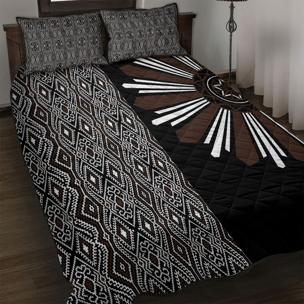 Mabuhay Philippines Festival Quilt Bed Set Araw Tnalak Modern Filipiniana Inspired LT14 Black - Polynesian Pride