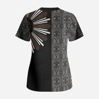 Mabuhay Philippines Festival Scrub Top Araw Tnalak Modern Filipiniana Inspired LT14 - Polynesian Pride