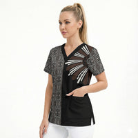 Mabuhay Philippines Festival Scrub Top Araw Tnalak Modern Filipiniana Inspired LT14 - Polynesian Pride