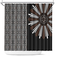 Mabuhay Philippines Festival Shower Curtain Araw Tnalak Modern Filipiniana Inspired LT14 Black - Polynesian Pride