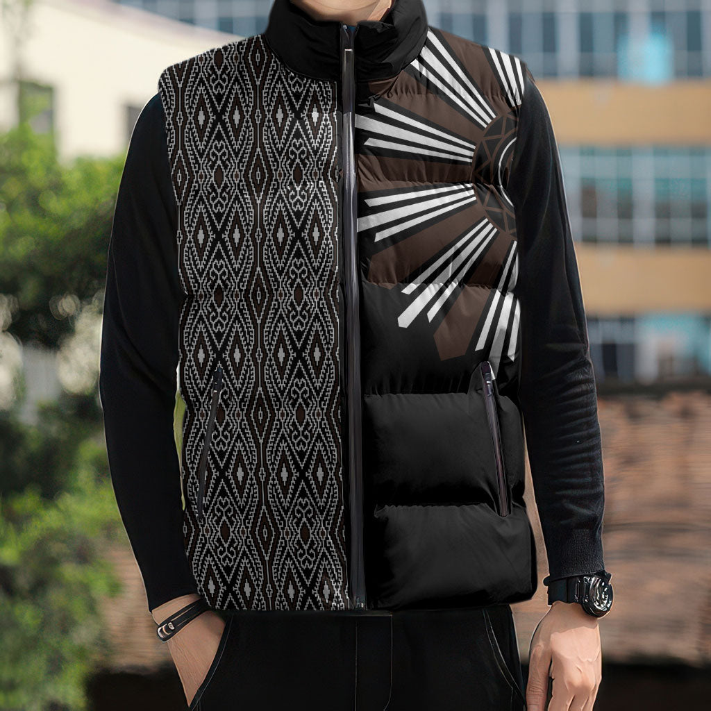 Mabuhay Philippines Festival Sleeveless Puffer Jacket Araw Tnalak Modern Filipiniana Inspired LT14 - Polynesian Pride
