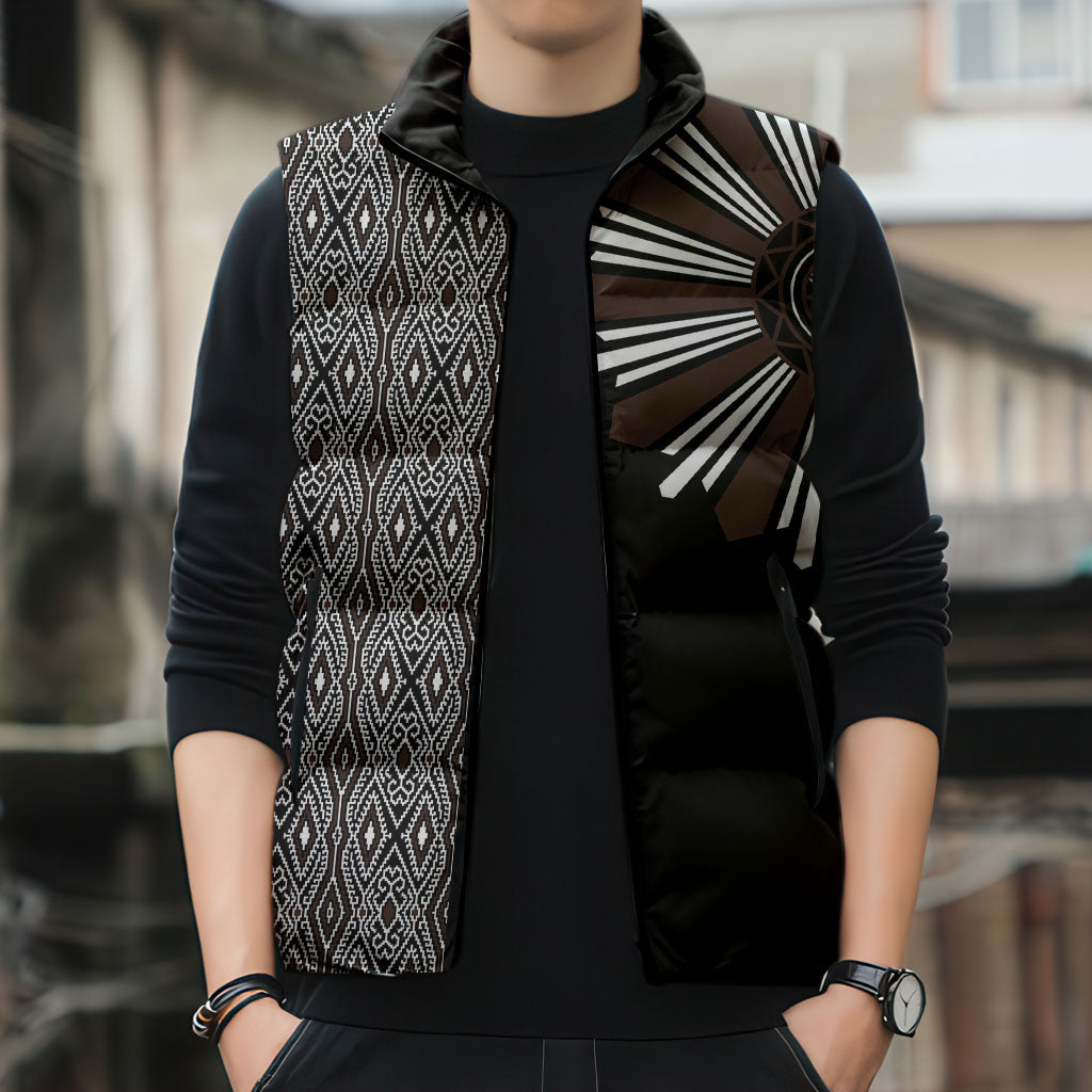 Mabuhay Philippines Festival Sleeveless Puffer Jacket Araw Tnalak Modern Filipiniana Inspired LT14 - Polynesian Pride