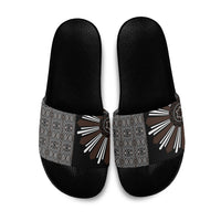 Mabuhay Philippines Festival Slide Sandals Araw Tnalak Modern Filipiniana Inspired LT14 Black - Polynesian Pride