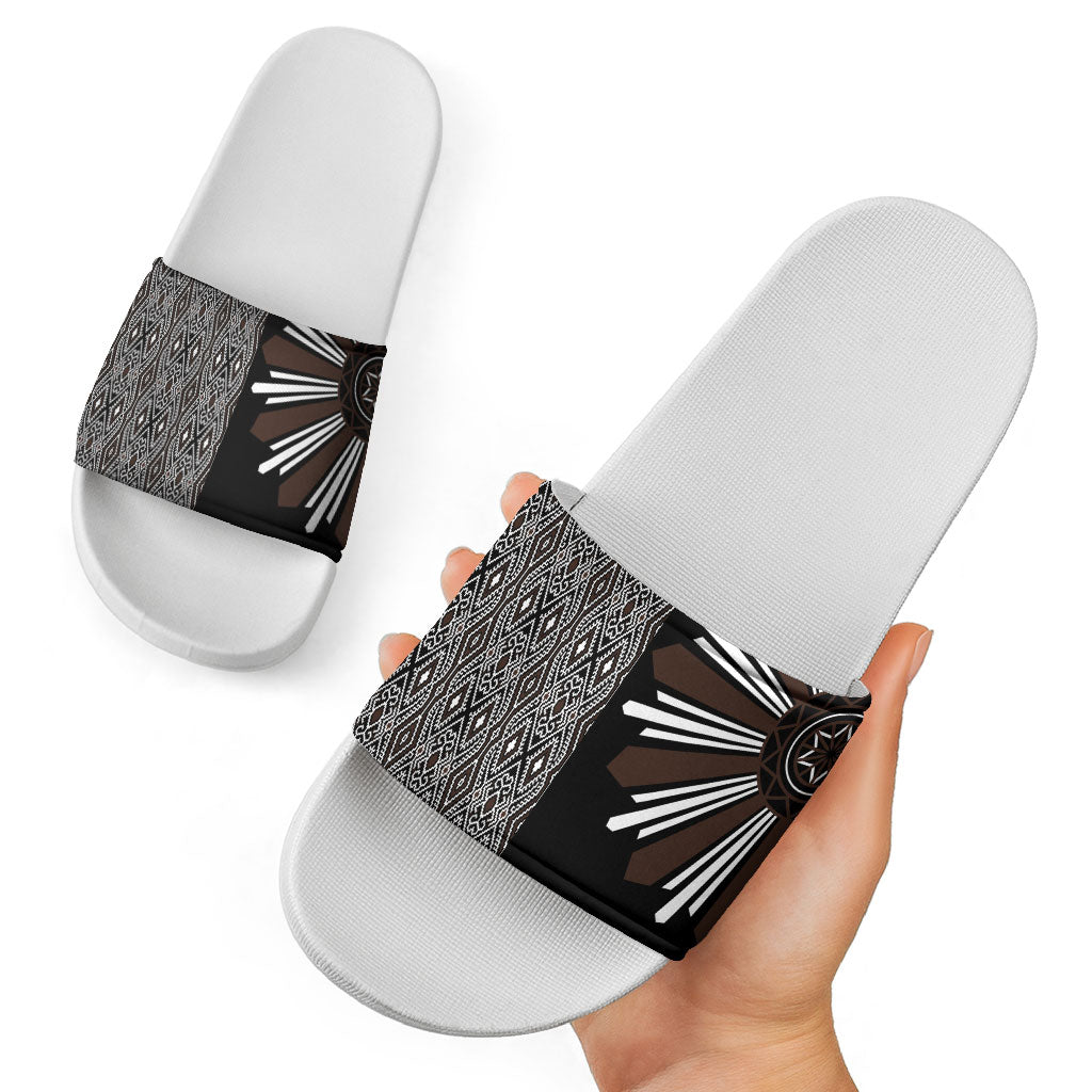 Mabuhay Philippines Festival Slide Sandals Araw Tnalak Modern Filipiniana Inspired LT14 - Polynesian Pride