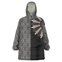 Mabuhay Philippines Festival Wearable Blanket Hoodie Araw Tnalak Modern Filipiniana Inspired LT14 One Size Black - Polynesian Pride