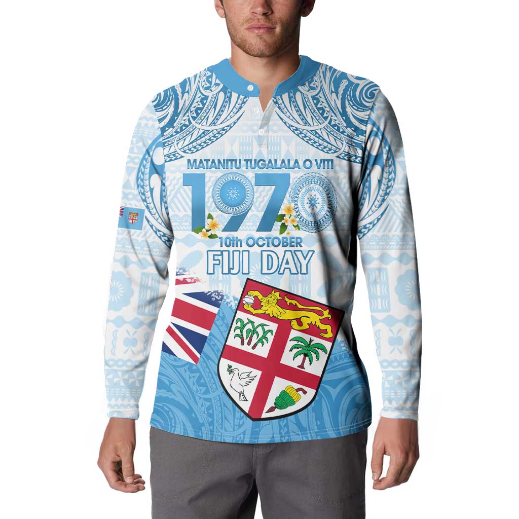 Fiji Day 1970 Button Sweatshirt Proud To Be A Fijian Tapa Pattern LT14 - Polynesian Pride