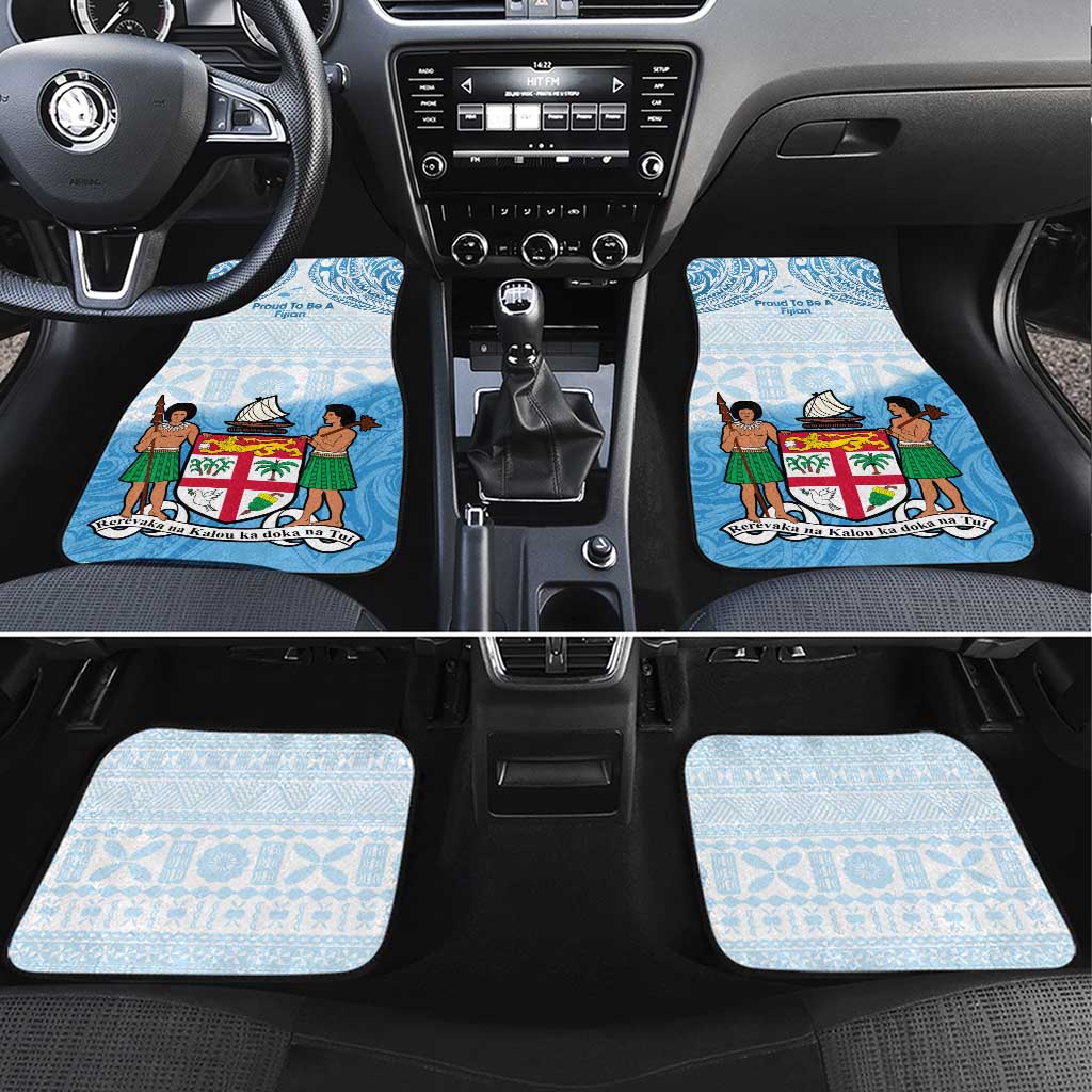 Fiji Day 1970 Car Mats Proud To Be A Fijian Tapa Pattern LT14 Set 4pcs Blue - Polynesian Pride