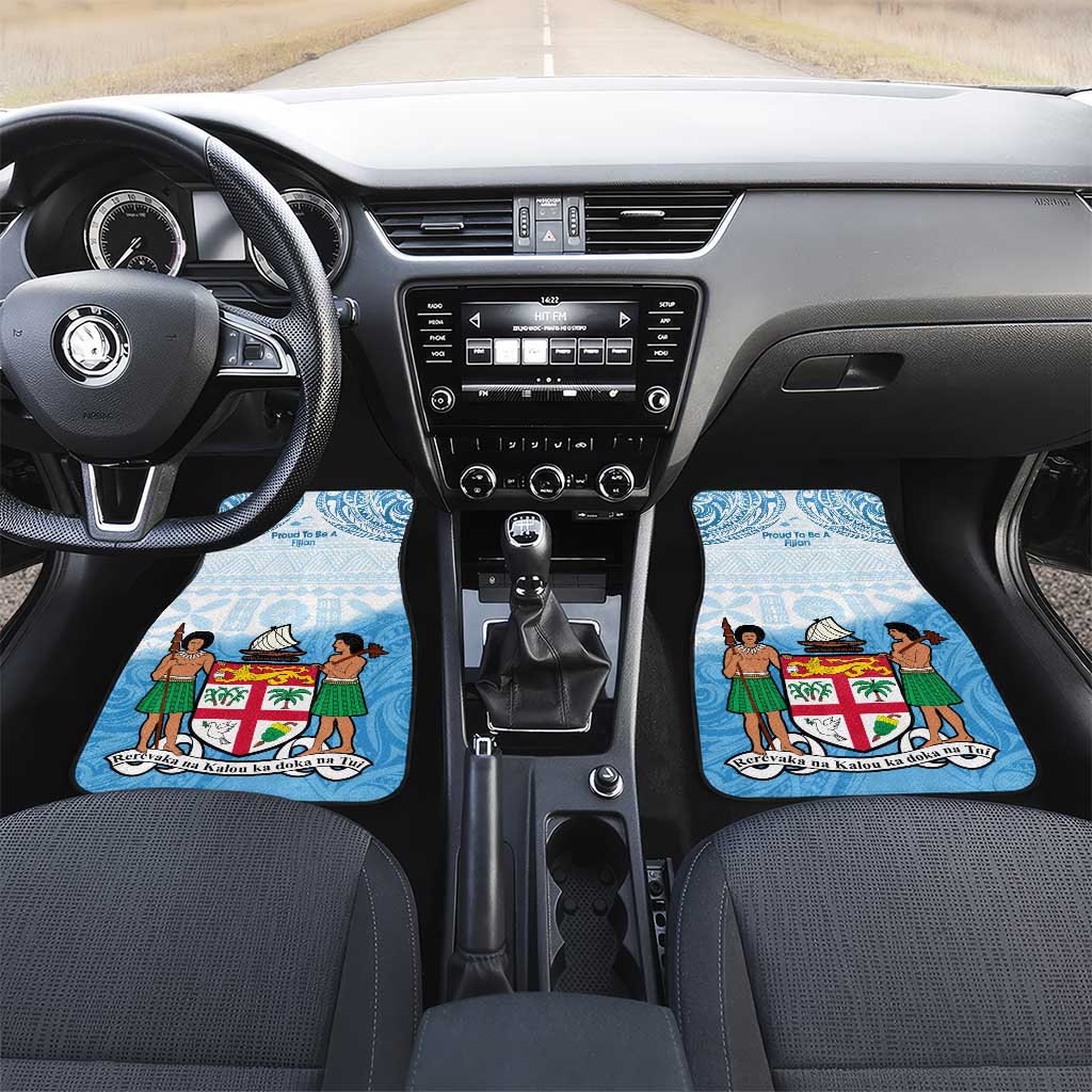 Fiji Day 1970 Car Mats Proud To Be A Fijian Tapa Pattern LT14 Set 2pcs - Front Blue - Polynesian Pride