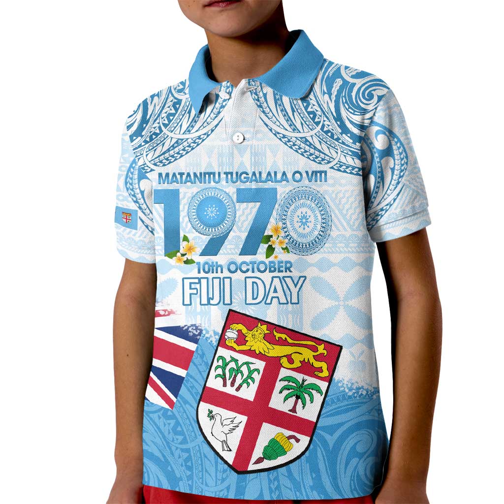 Fiji Day 1970 Kid Polo Shirt Proud To Be A Fijian Tapa Pattern